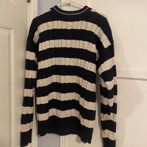 navy blue and white sweater, thick material, very soft